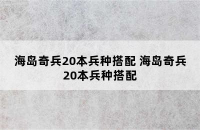 海岛奇兵20本兵种搭配 海岛奇兵20本兵种搭配